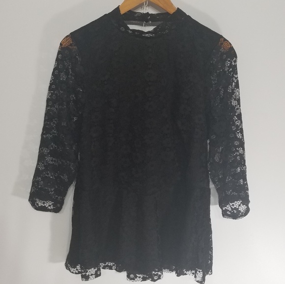 torrid Tops - Torrid Black Laced Blouse Long Sleeve Size 2